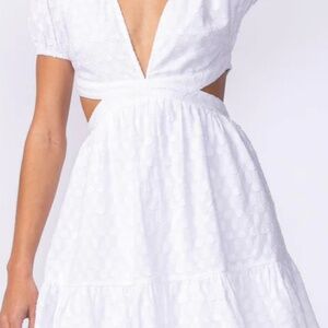 Sky + Moon Boutique Dress/Large/White & Blue Floral *BRAND NEW w/ TAGS*